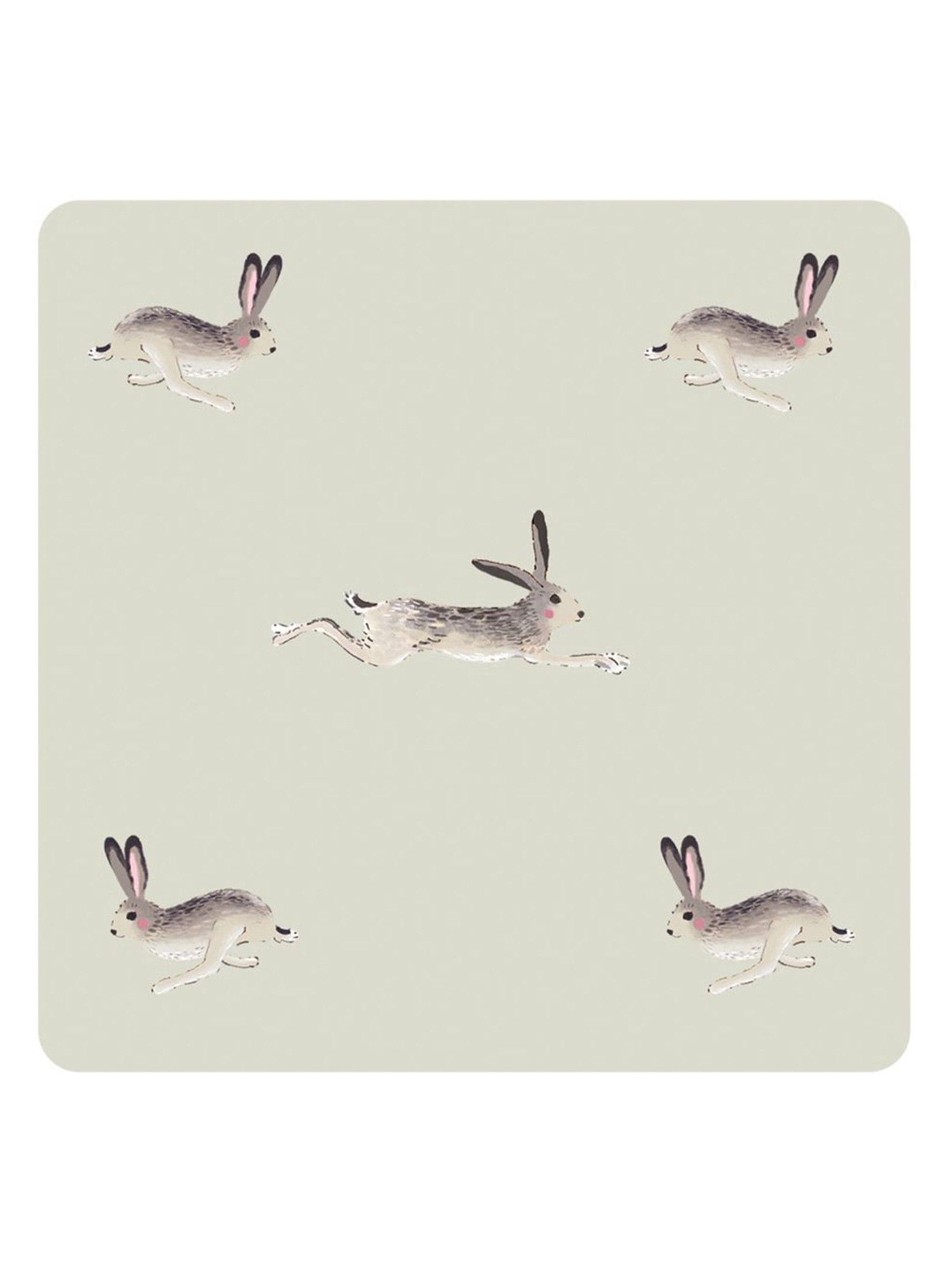 Sophie Allport 4 neutral stone hare coasters imported from the UK