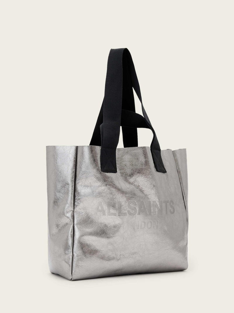 AllSaints Grey Izzy leather tote bag (British brand)