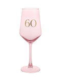 Widdop pink wine glass with gold 60 decal, UK version