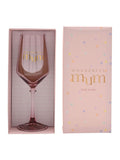 Widdop pink mum wine glass, UK version