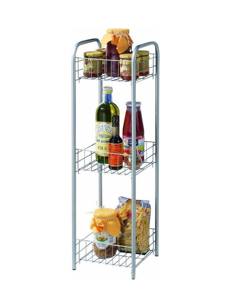 Metaltex silver 3-tier square storage trolley, UK version