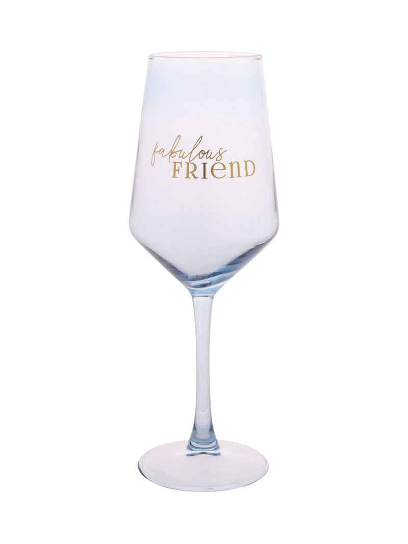 Widdop light blue wine glass, Fabulous Friend decal, imported from the UK