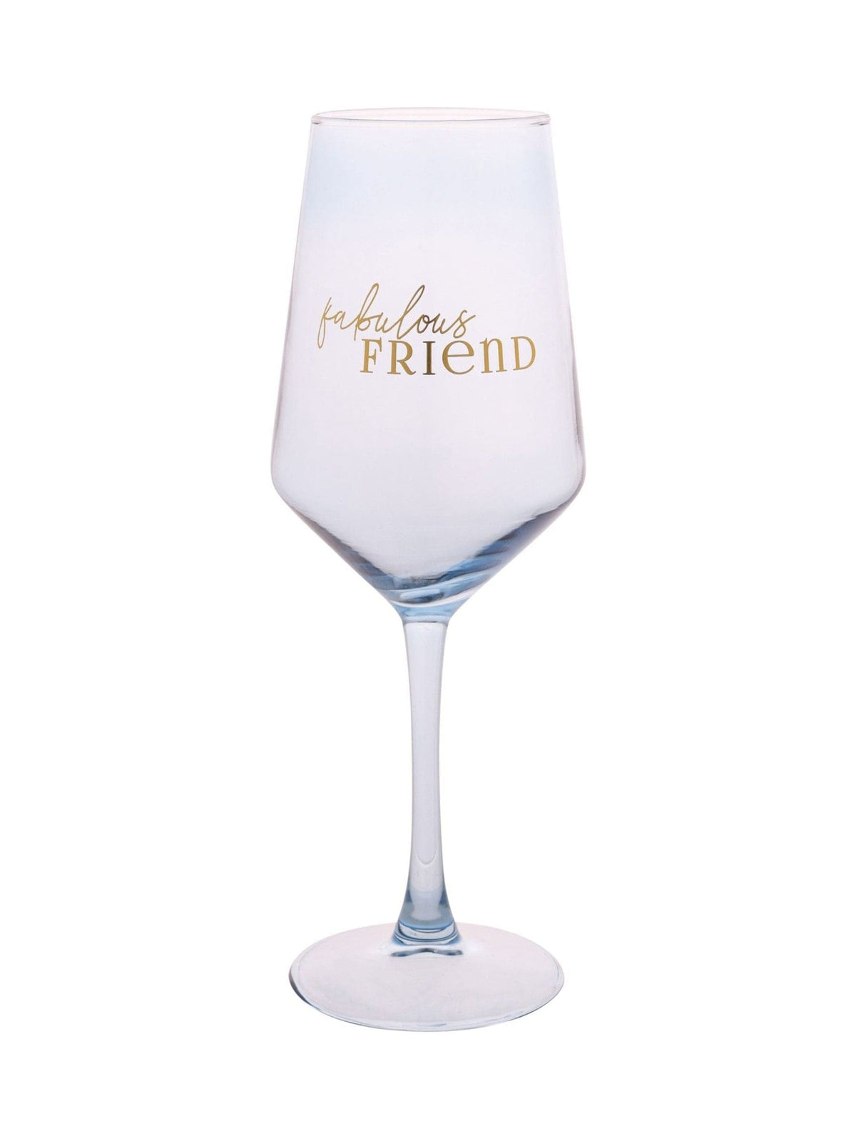 Widdop light blue wine glass, Fabulous Friend decal, imported from the UK