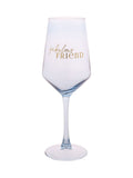 Widdop light blue wine glass, Fabulous Friend decal, imported from the UK