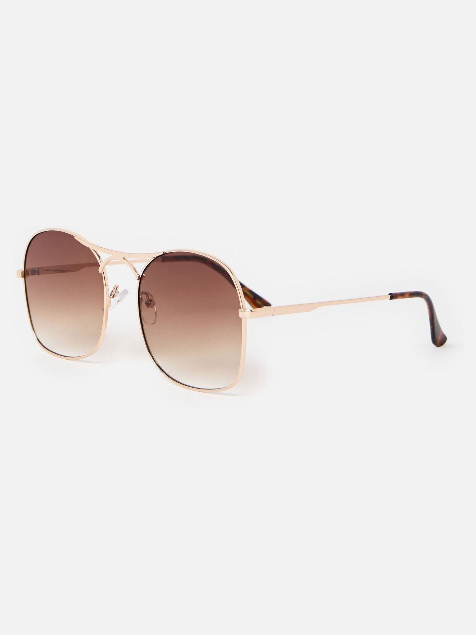 Oliver Bonas oversized gold sunglasses with gradient lenses, imported from the UK