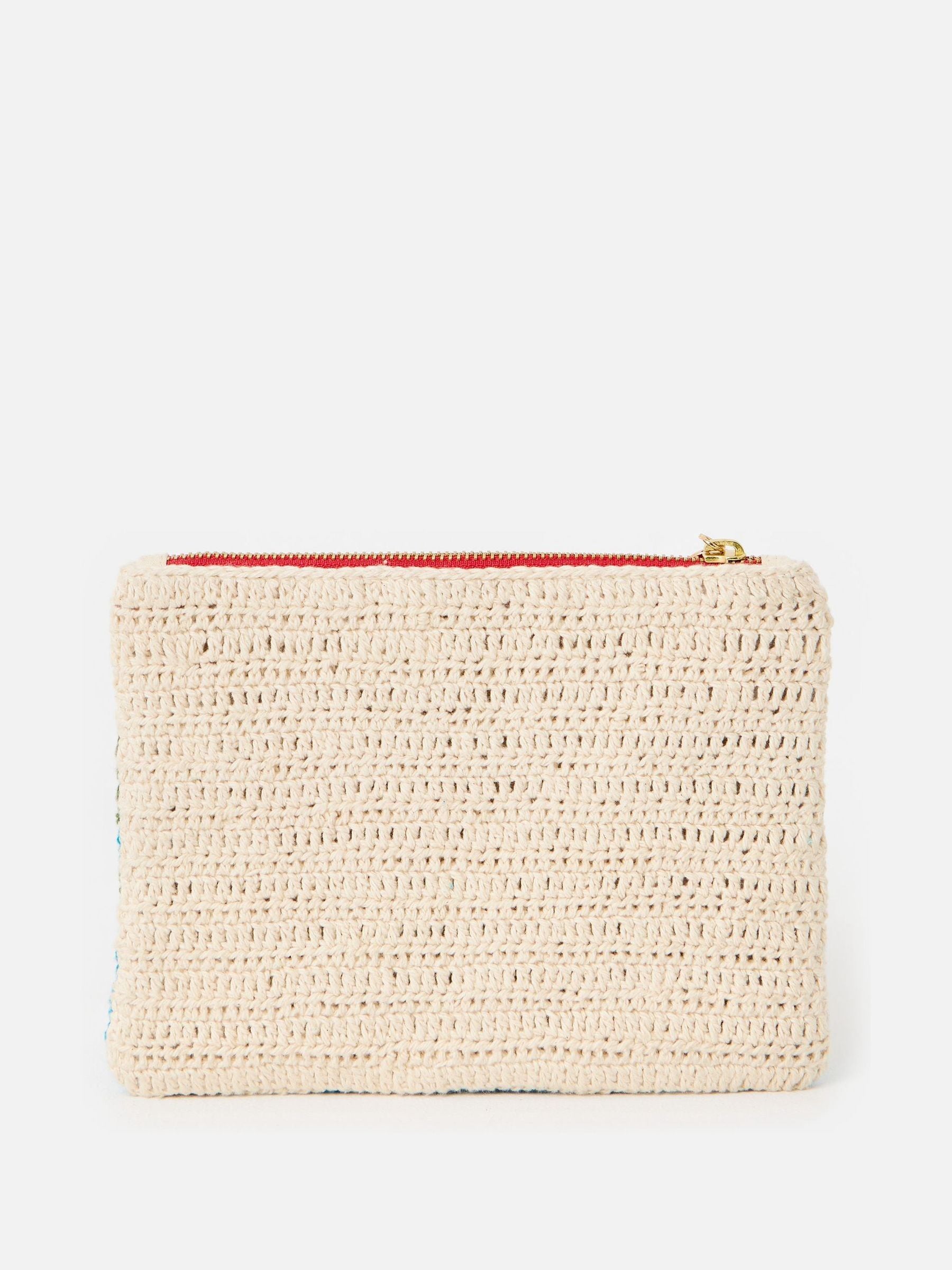 Oliver Bonas blue boating scene knitted zipped pouch, UK version