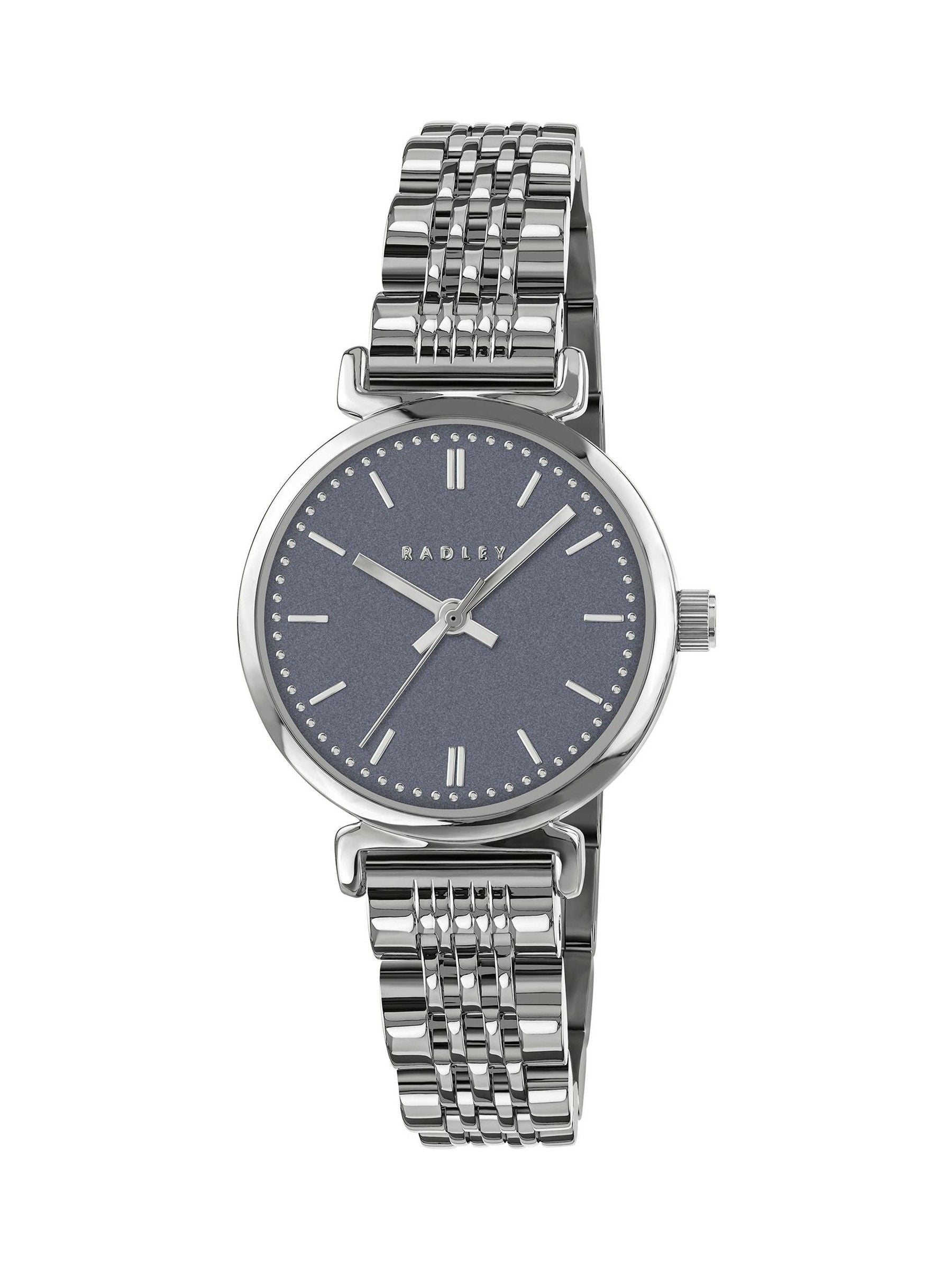 Radley silver plated T-bar case watch with stainless steel bracelet, UK version