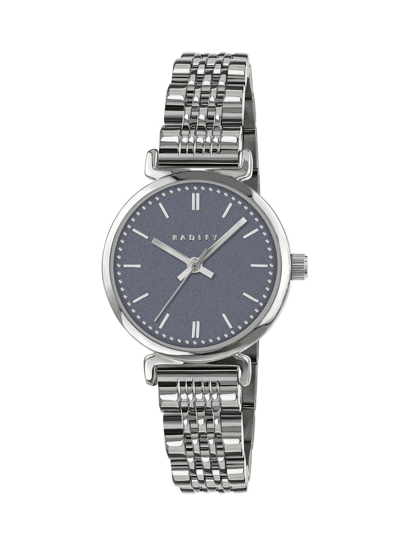 Radley silver plated T-bar case watch with stainless steel bracelet, UK version