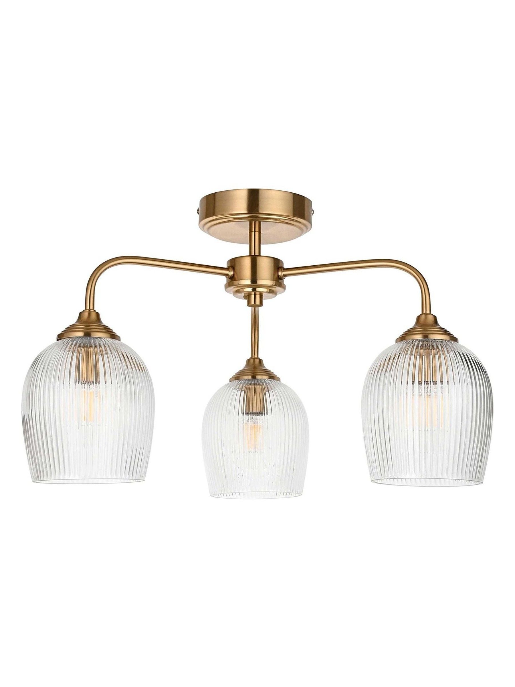 Gallery Home aged brass ribbed ceiling light, imported from the UK