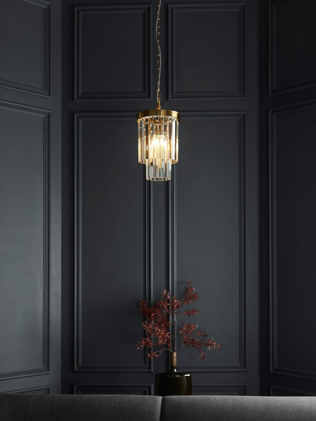Gallery Home Conrad aged brass ceiling pendant light, imported from the UK