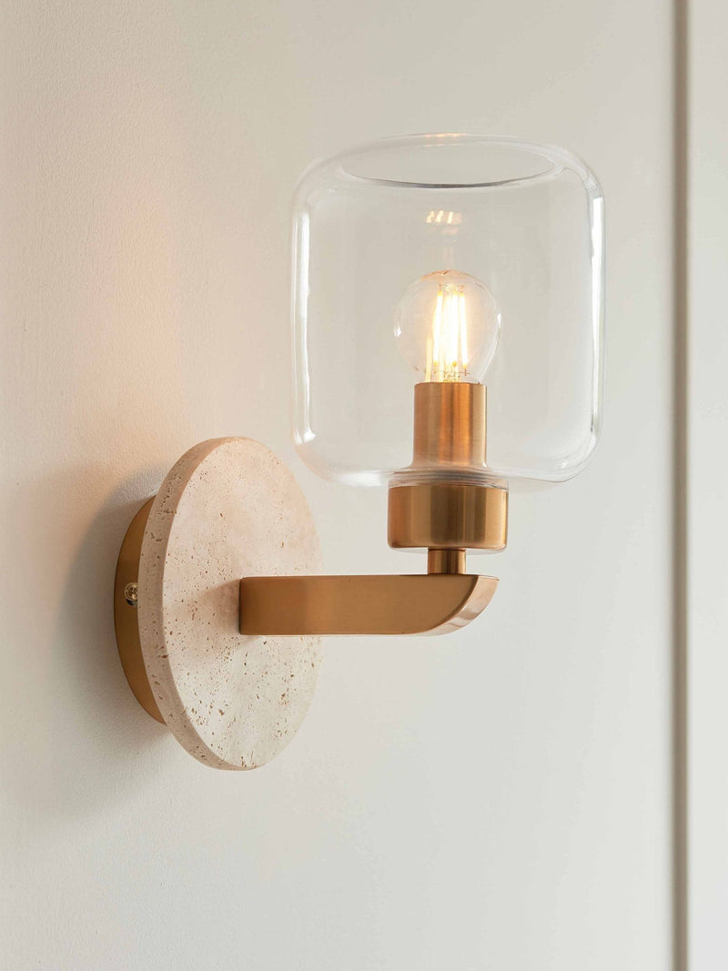 Gallery Home Dark Brown Travine Marble Wall Light 26cm