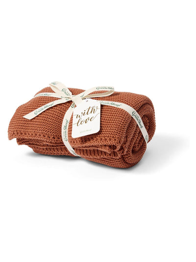 Next The Little Green Sheep Terracotta Knitted Cellular Baby Blanket 75x75cm- Buy online at McGrocer