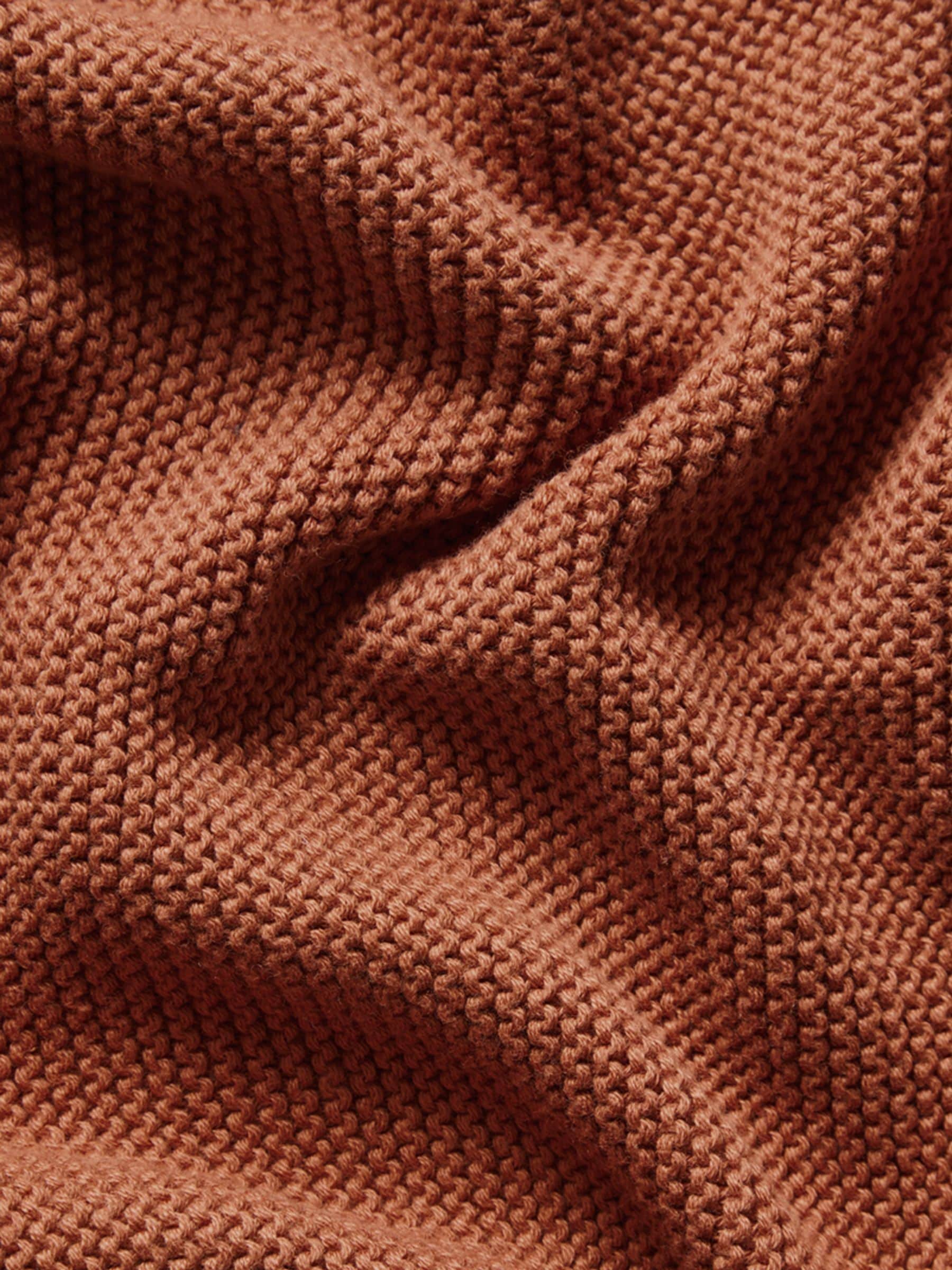 Little Green Sheep terracotta knitted cellular baby blanket 75x75cm - British product