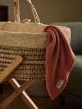 Little Green Sheep terracotta knitted cellular baby blanket 75x75cm - British product