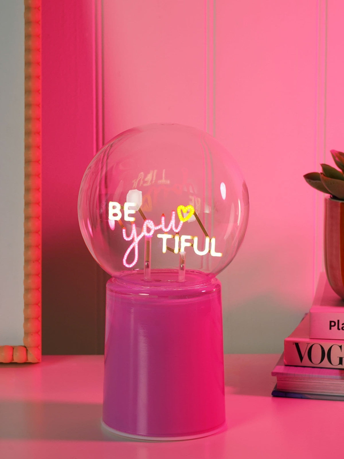 Widdop pink LED neon lamp with Be You Tiful slogan 22cm, UK version