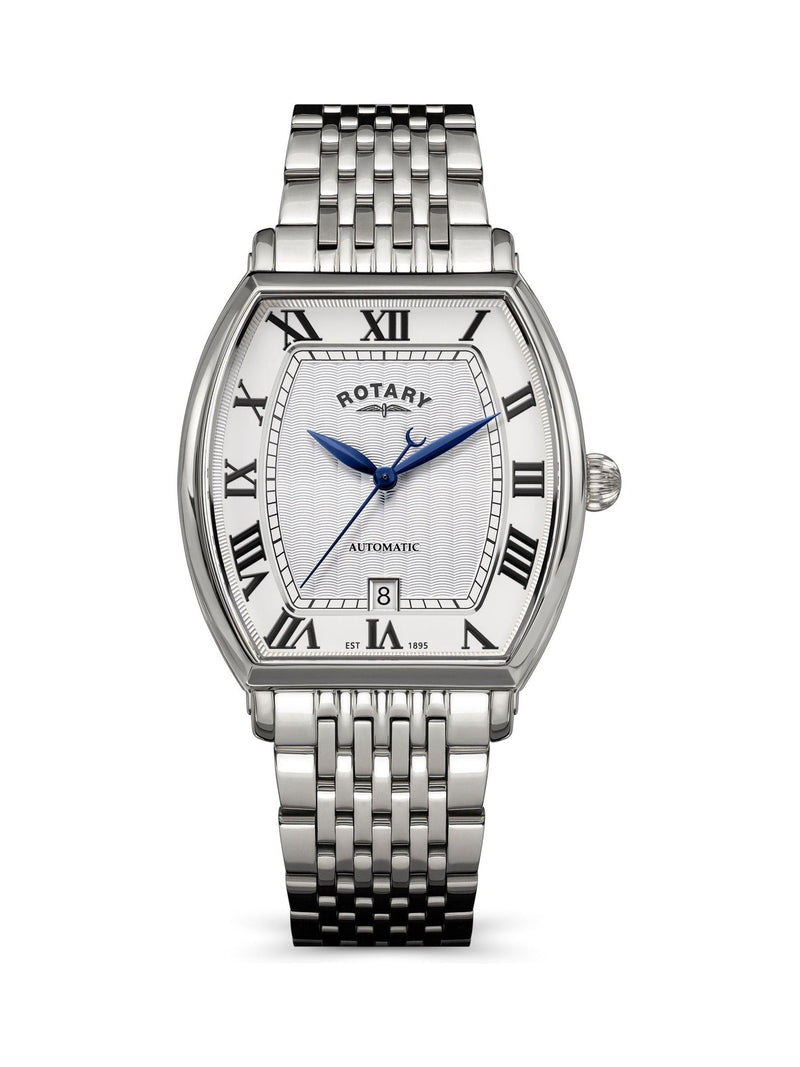 Rotary silver tone automatic watch stainless steel bracelet, imported from the UK
