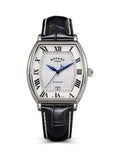 Rotary automatic stainless steel watch black leather strap - British product