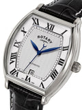 Rotary automatic stainless steel watch black leather strap - British product