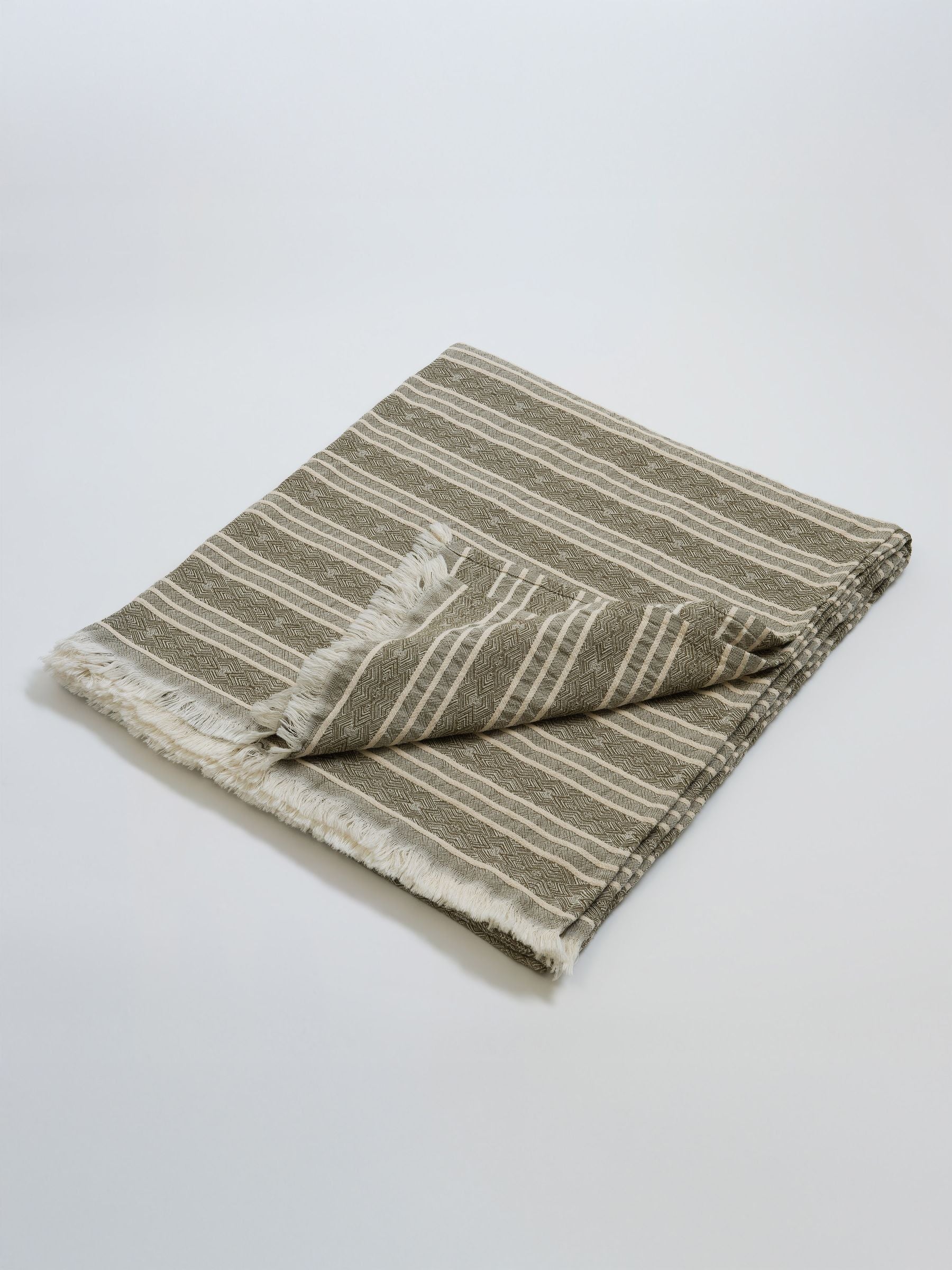 Secret Linen Store khaki stripe throw 230x260cm, imported from the UK