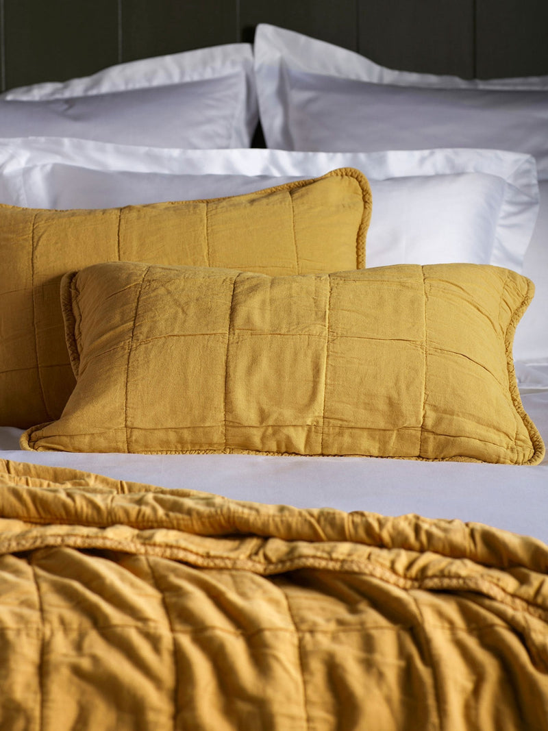 Secret Linen Store chartreuse quilted cushion cover 40x60cm (British brand)