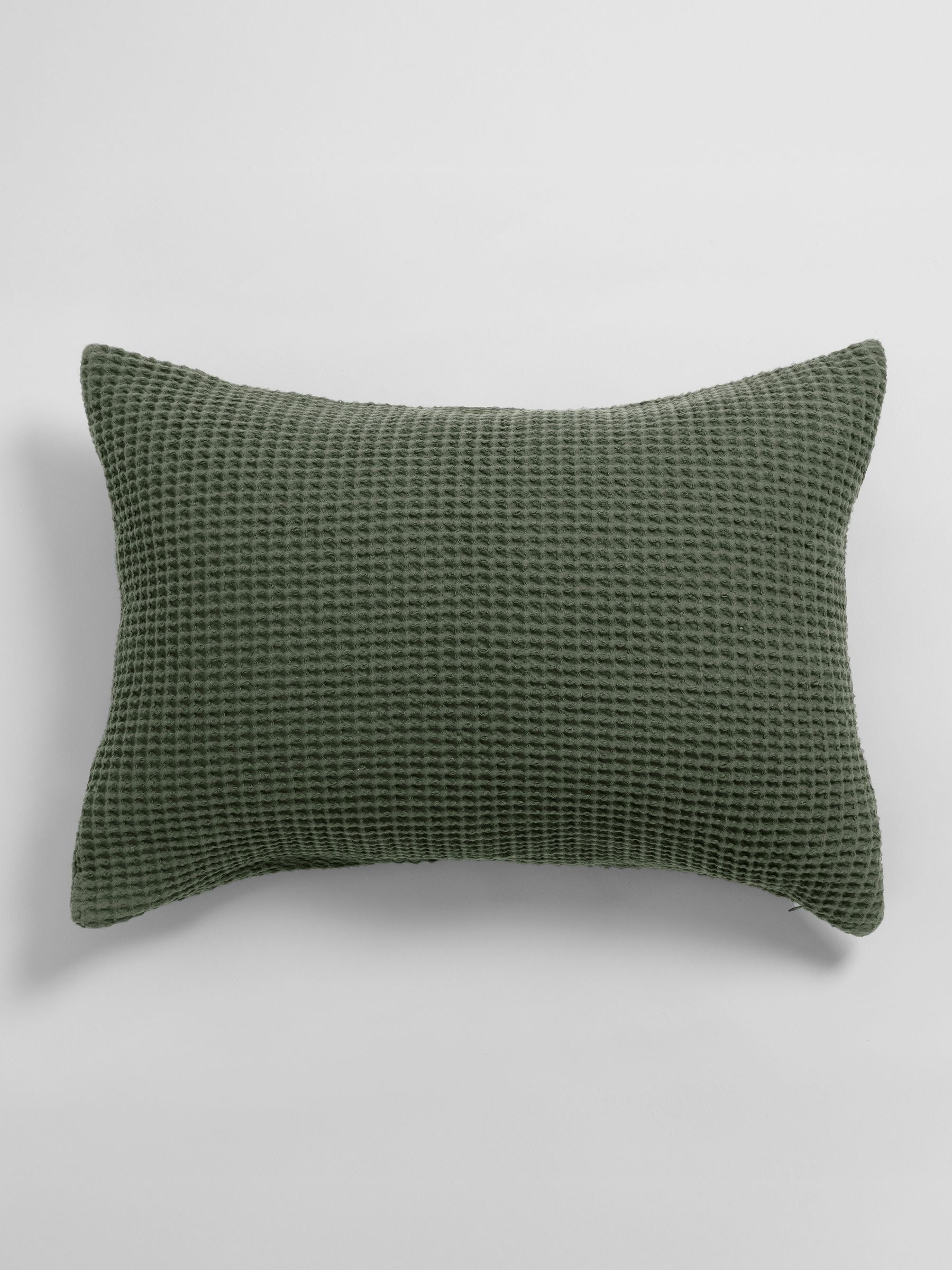Secret Linen olive green waffle cushion cover 60x40cm, UK version