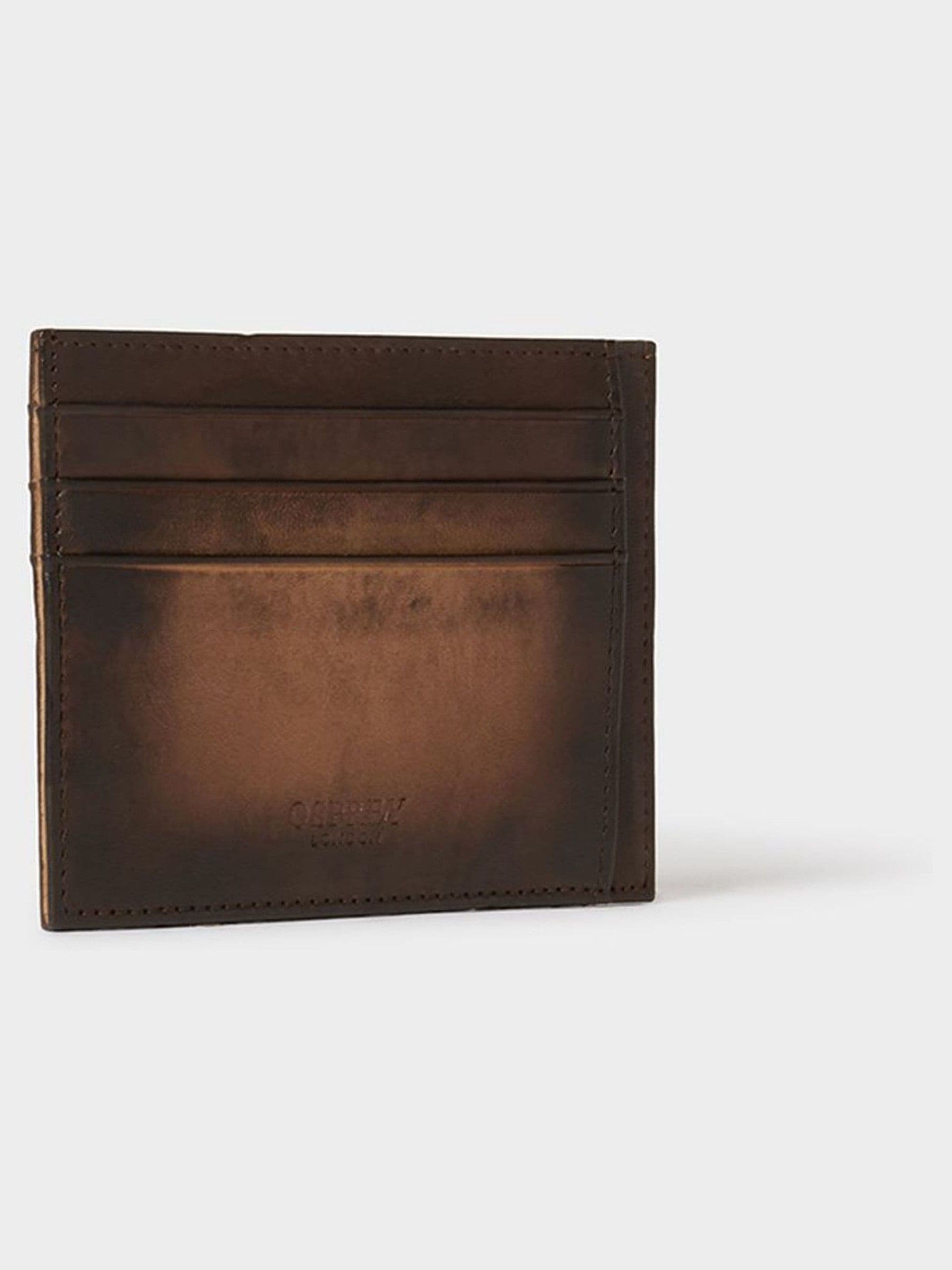 Osprey London brown hand burnished leather card holder, imported from the UK