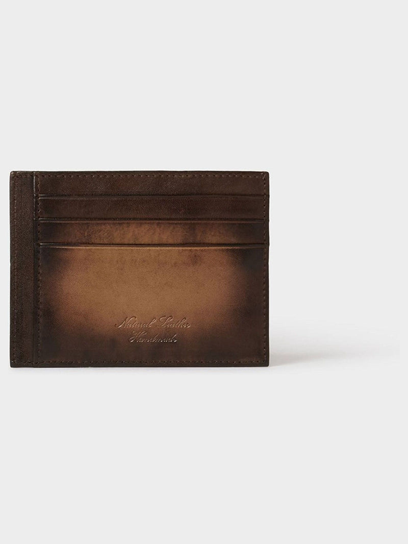 Osprey London brown hand burnished leather card holder, imported from the UK