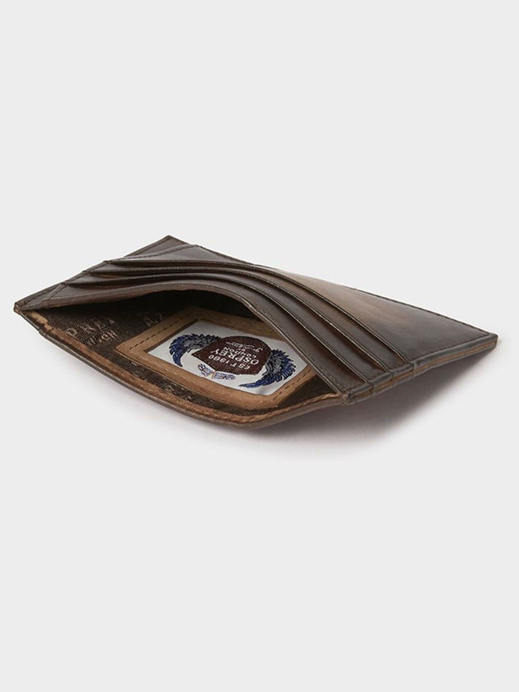 Osprey London brown hand burnished leather card holder, imported from the UK