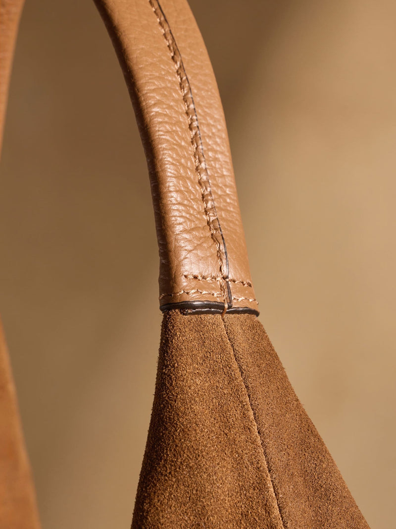 Russell & Bromley tan brown oversized leather shoulder bag, imported from the UK