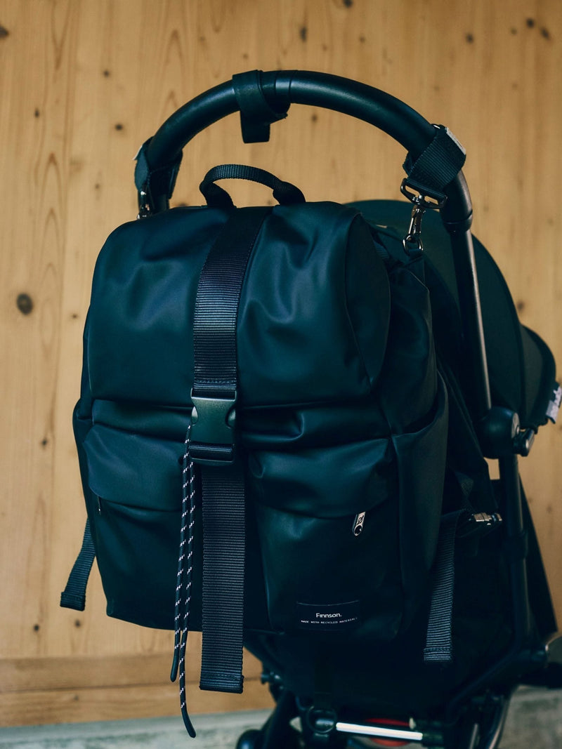 Finnson Elise black print changing backpack with mat - British product