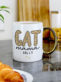 PMC personalised cat mum mug with gold handle 11cm - British product