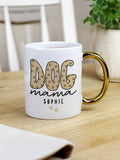 PMC personalised dog mug with gold handle, 11cm, UK version