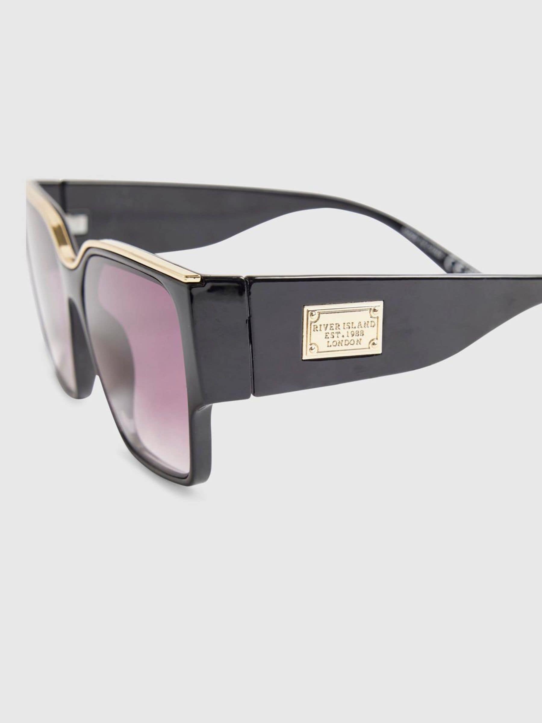 River Island black oversized visor sunglasses - British product