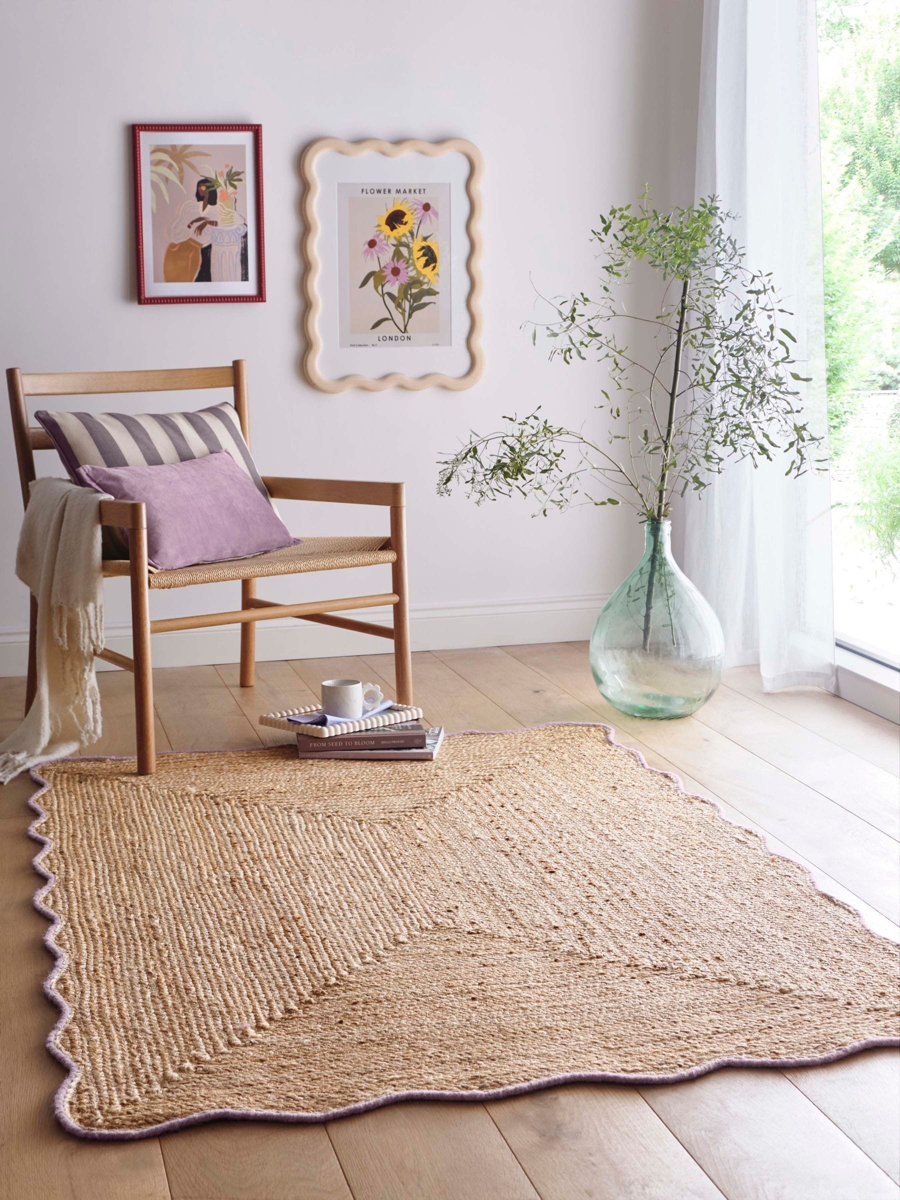 Origin Rugs Lilac Edge Jute Scalloped Rug