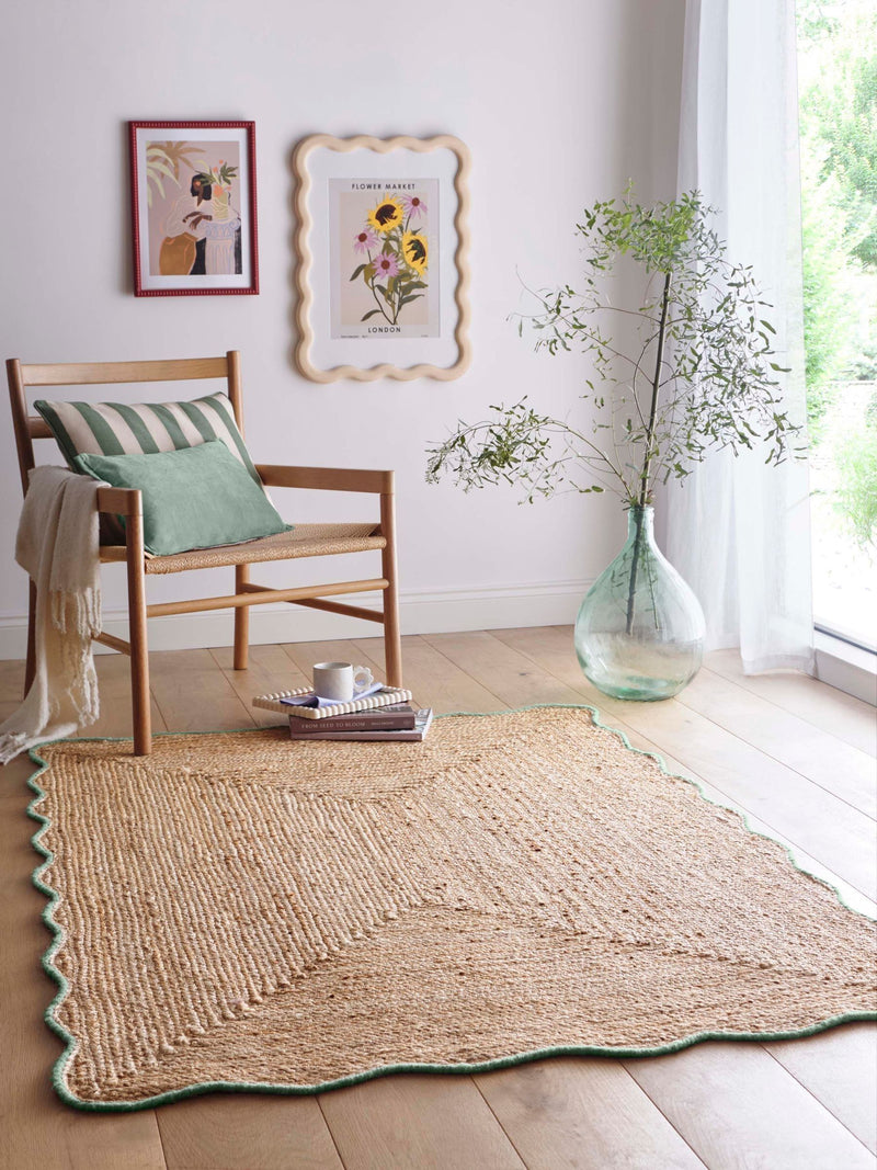 Origin Rugs Green Edge Jute Scalloped Rug