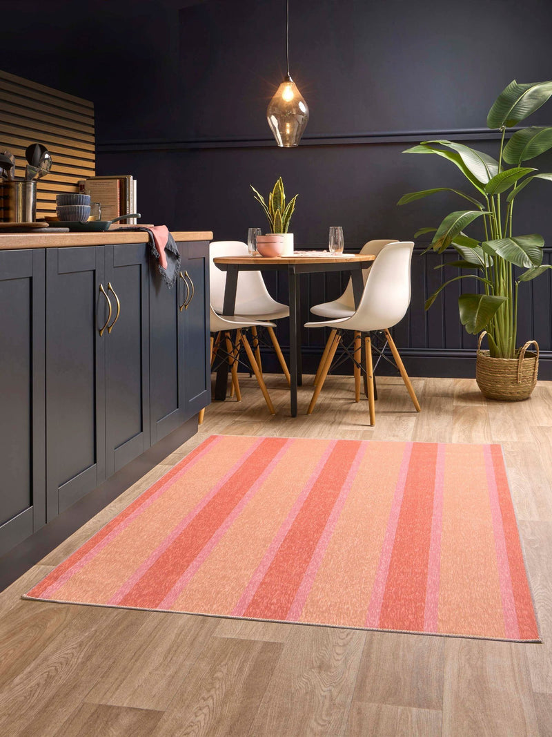 Origin Rugs pink washable sorbet stripe rug, UK version