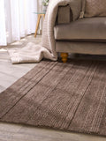 Origin Rugs brown chunky knit rug, hand-woven wool blend (British brand)