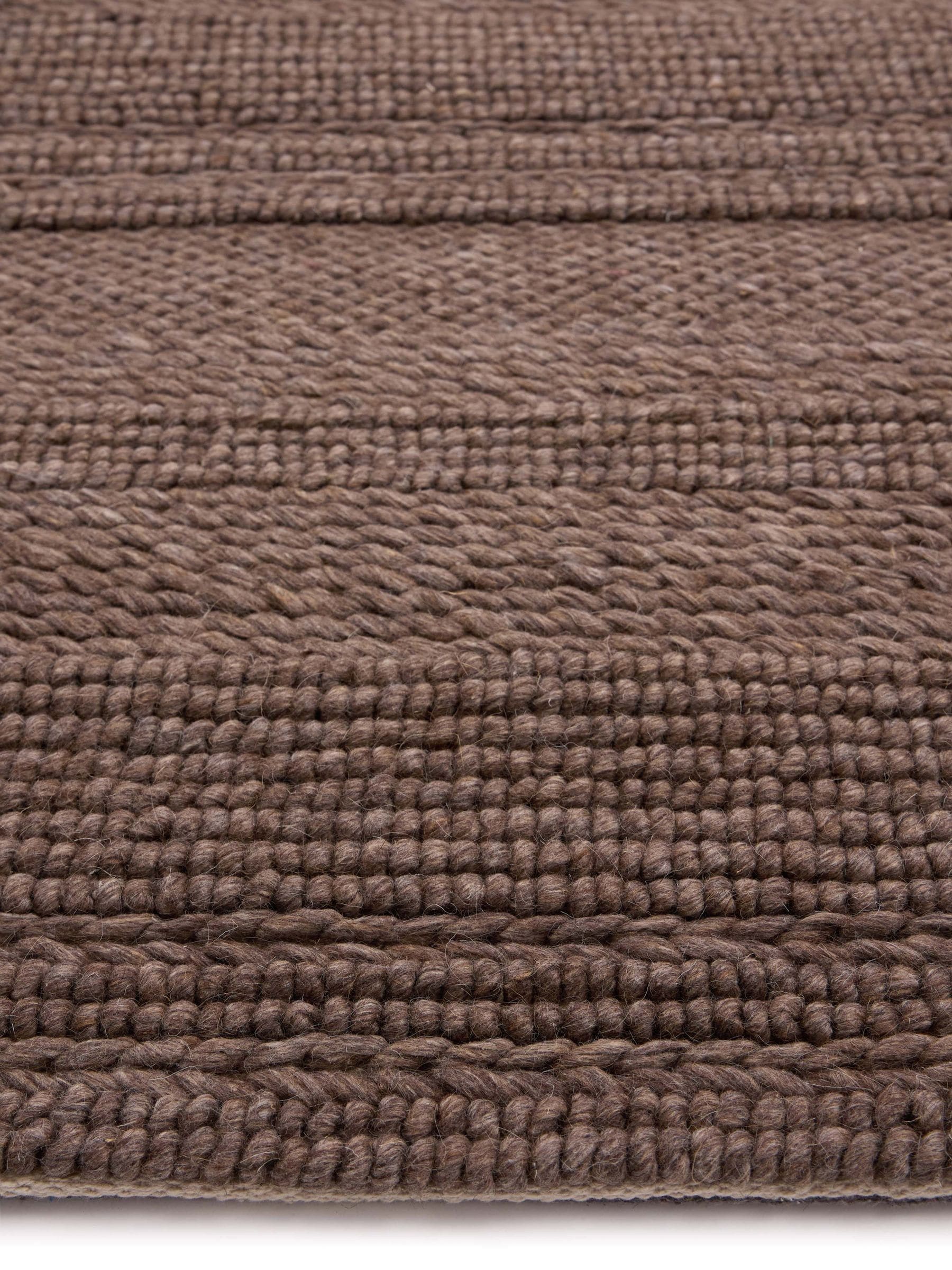 Origin Rugs brown chunky knit rug, hand-woven wool blend (British brand)
