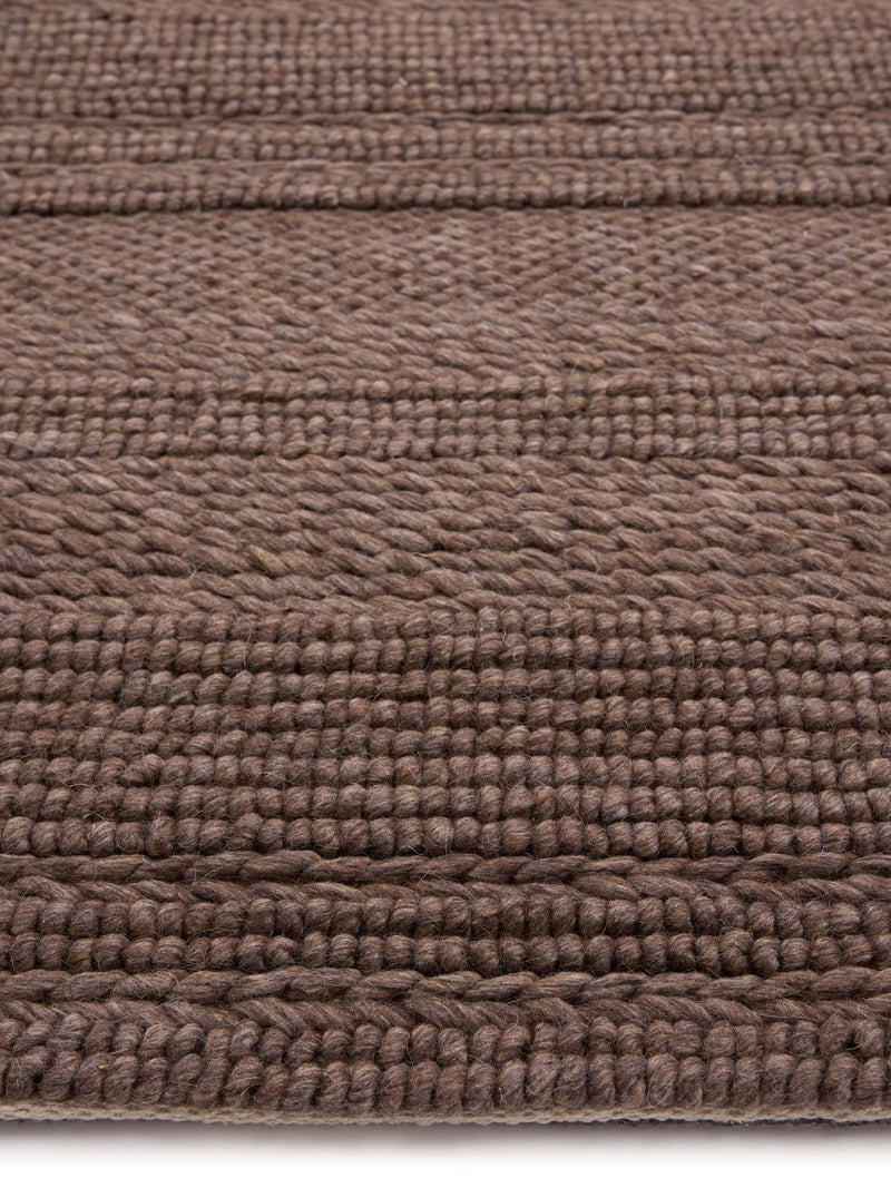 Origin Rugs brown chunky knit rug, hand-woven wool blend (British brand)