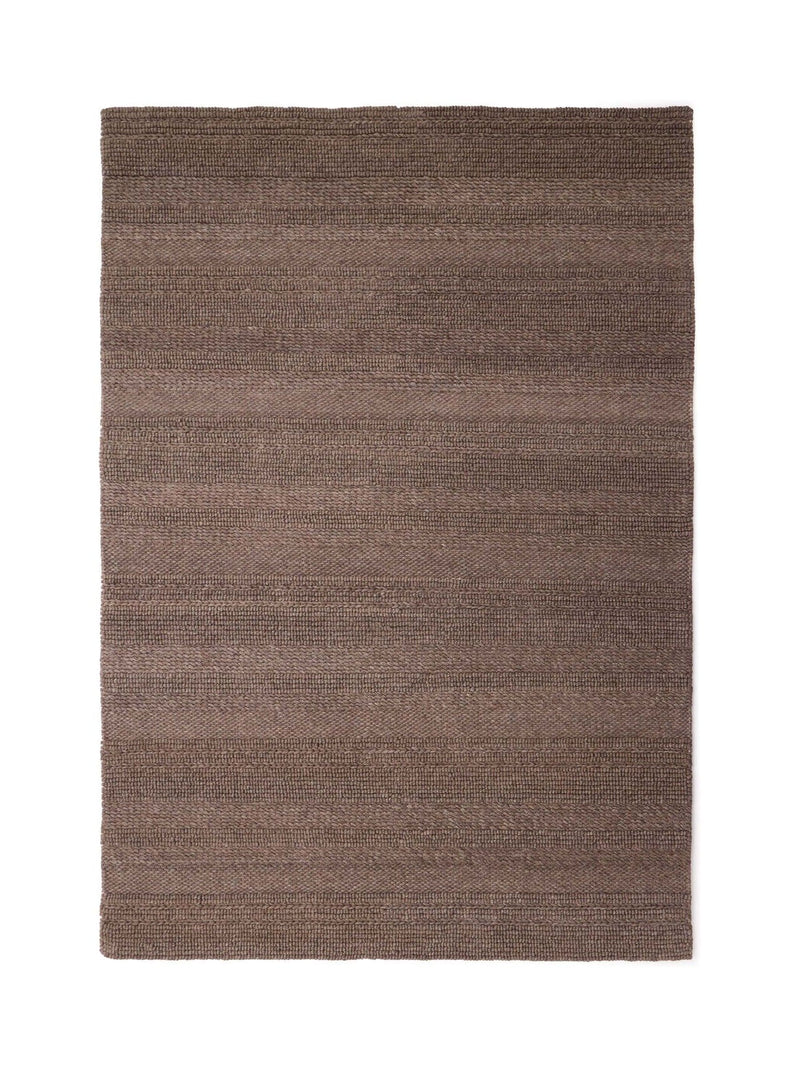 Origin Rugs brown chunky knit rug, hand-woven wool blend (British brand)