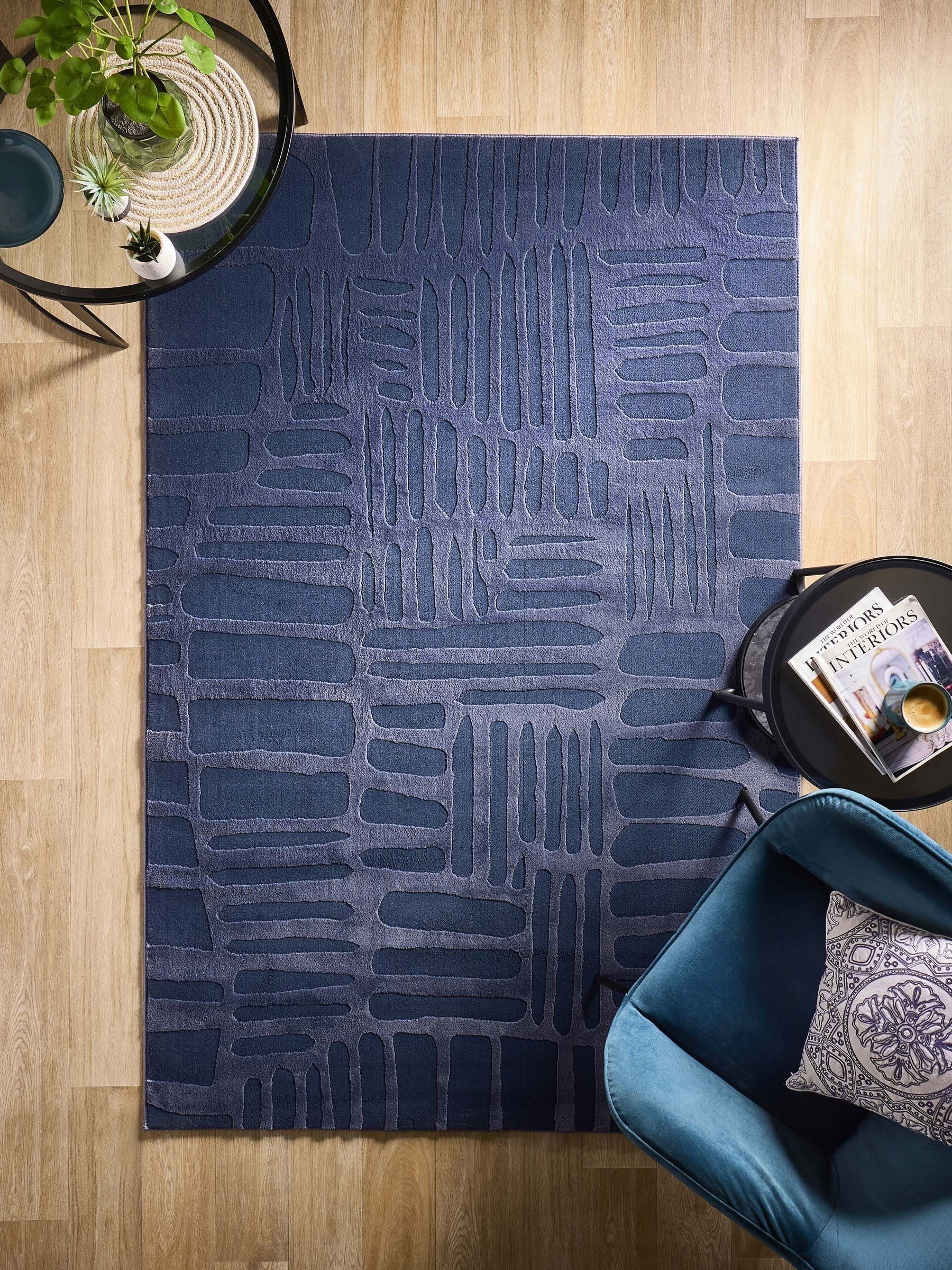 Origin Rugs Navy Pathway rug, machine-woven polyester, UK version