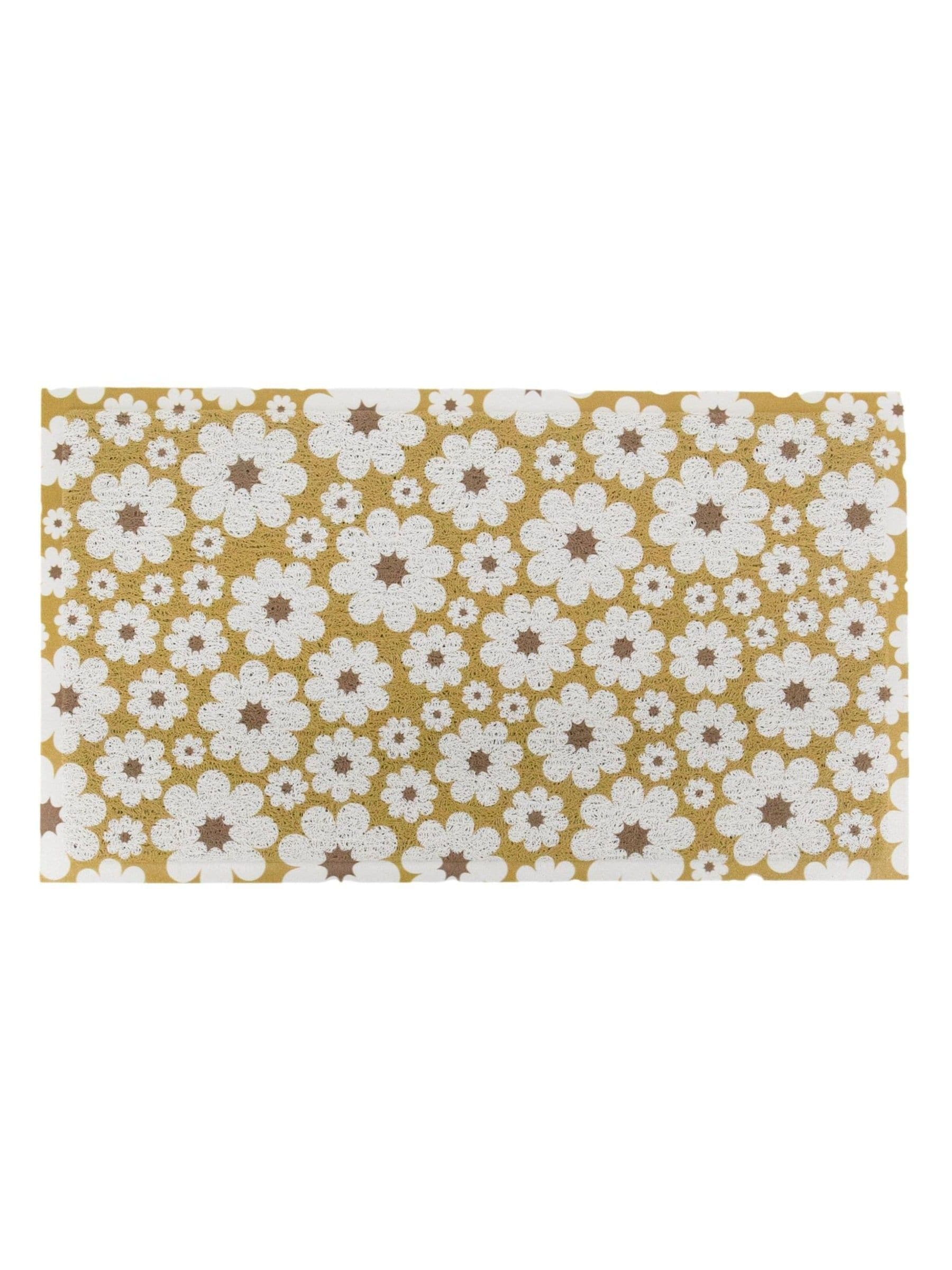 Artsy Mats mustard and cream flower doormat 70x40cm, imported from the UK
