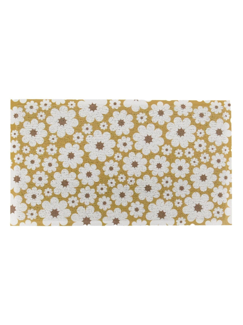 Artsy Mats mustard and cream flower doormat 70x40cm, imported from the UK