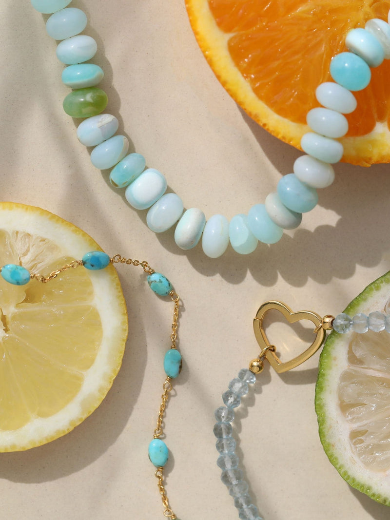 Carrie Elizabeth blue opal beaded necklace 17 inches (British brand)