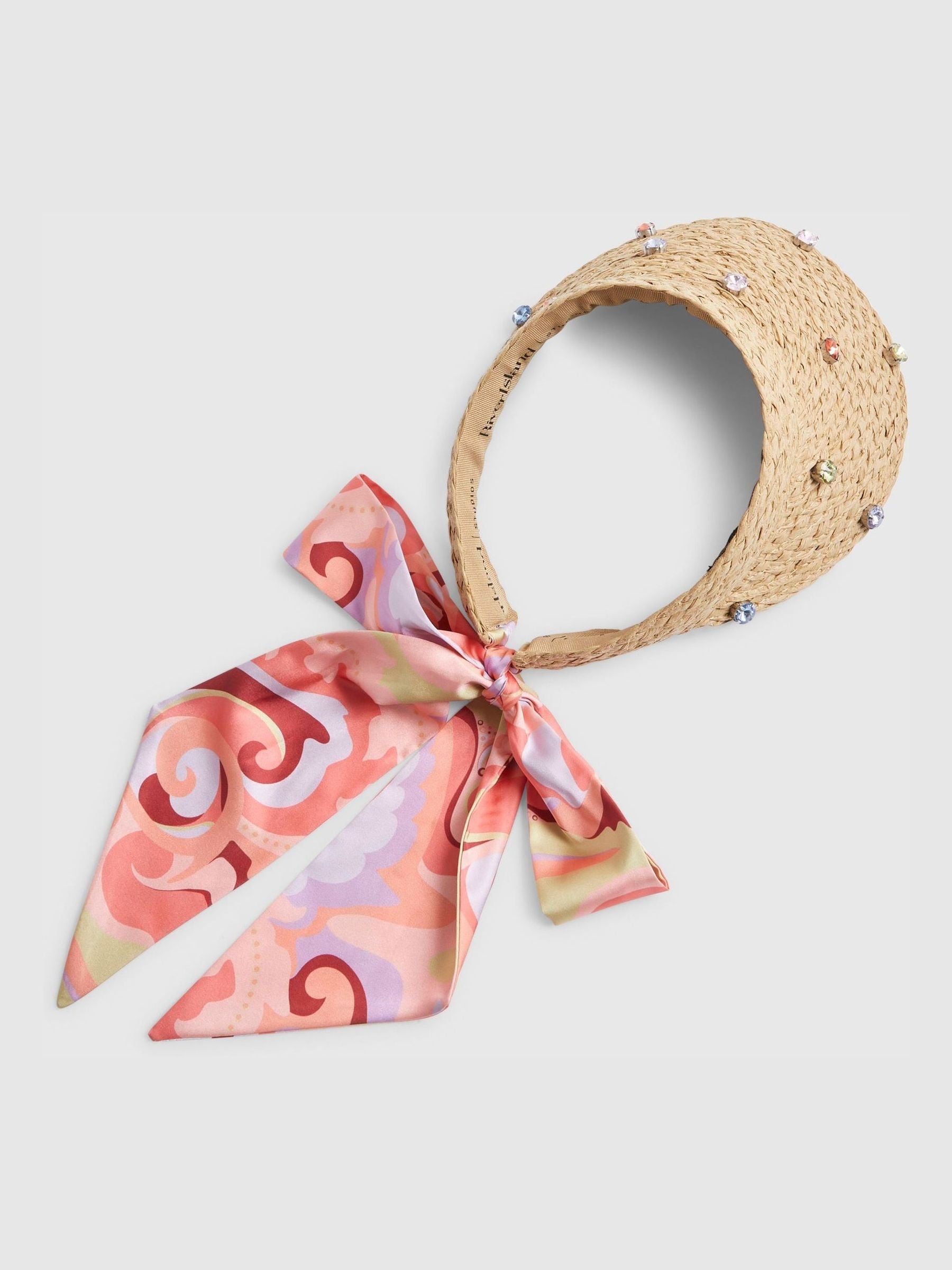 River Island brown diamante scarf detail visor - British product