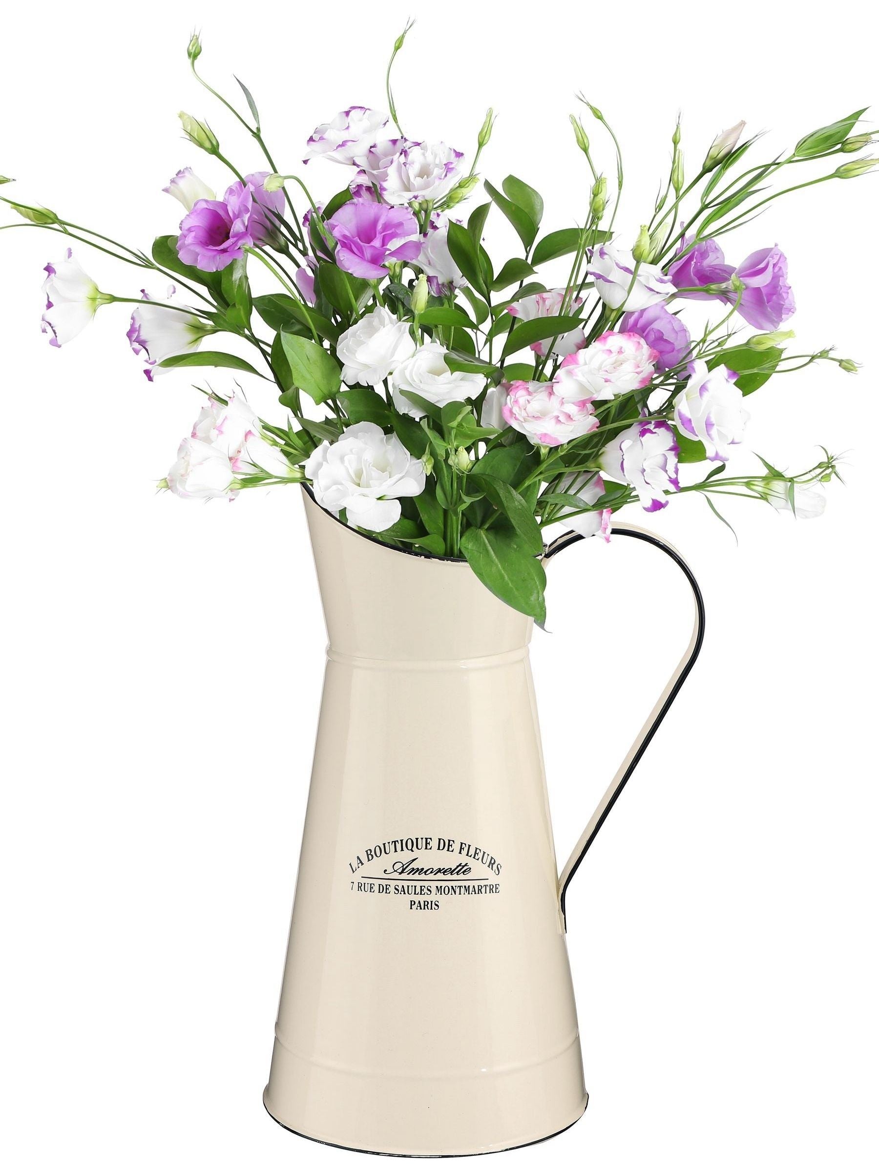 Dibor Cream Pitcher Jug enamel vase with vintage text (British brand)