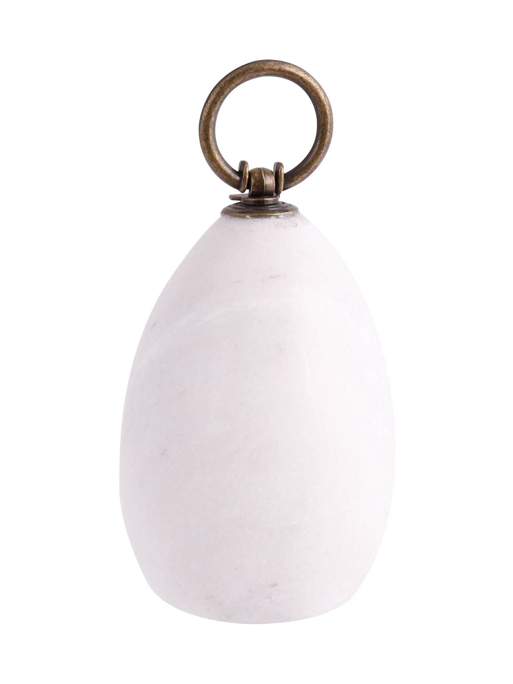 Dibor white marble doorstop with metallic ring, imported from the UK