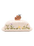 Widdop ceramic bunny butter dish with hand-painted flowers - British product
