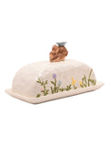 Widdop ceramic bunny butter dish with hand-painted flowers - British product