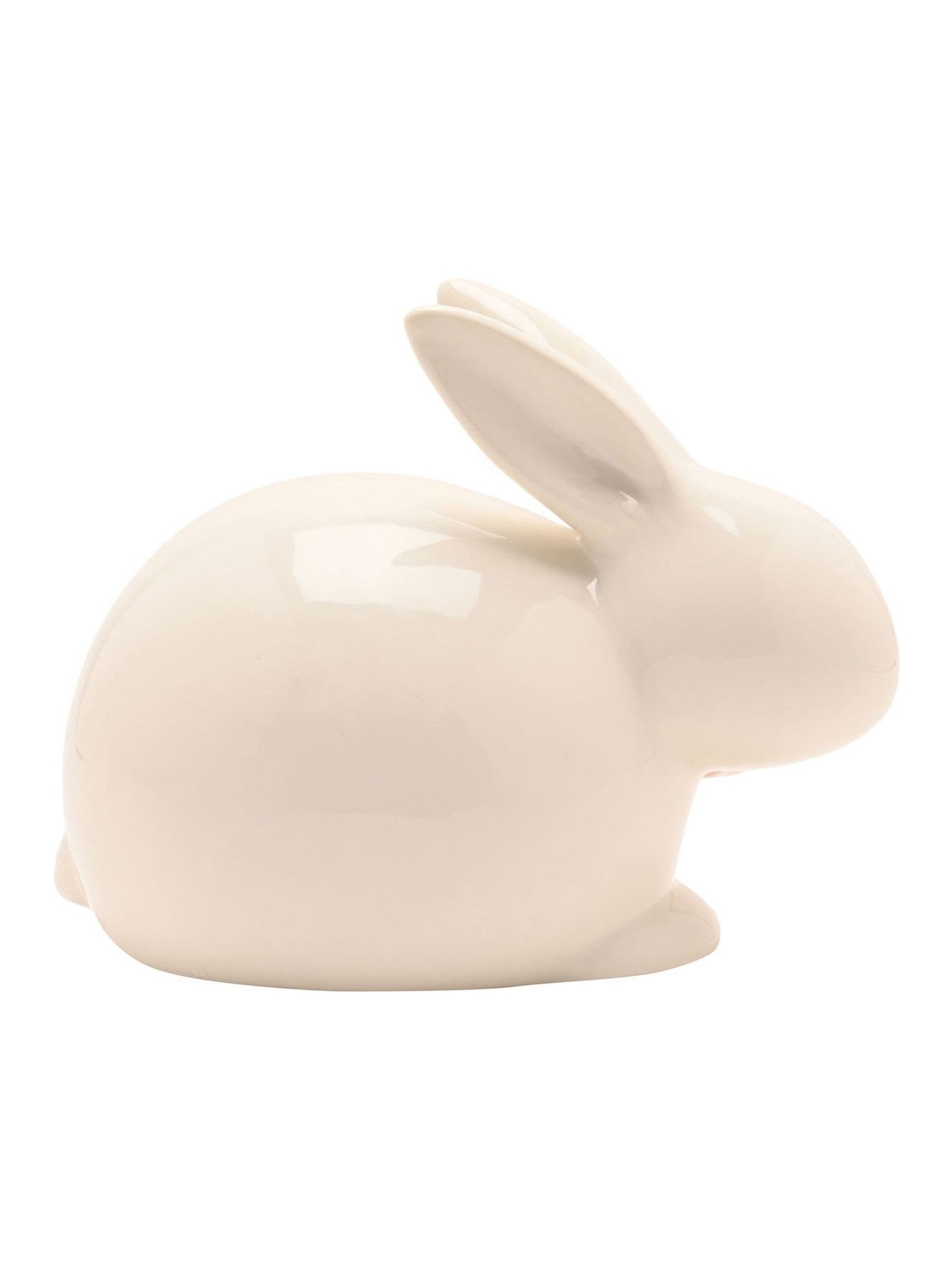 Widdop cream bunny ornament with pink bow, imported from the UK
